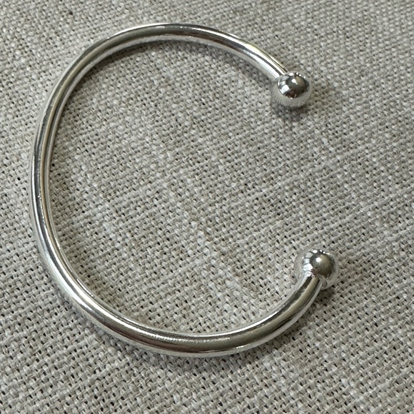 Silver 4mm Smooth Solid Bead Bracelet Cufflinks Bangles For Women - Picture 1 of 6